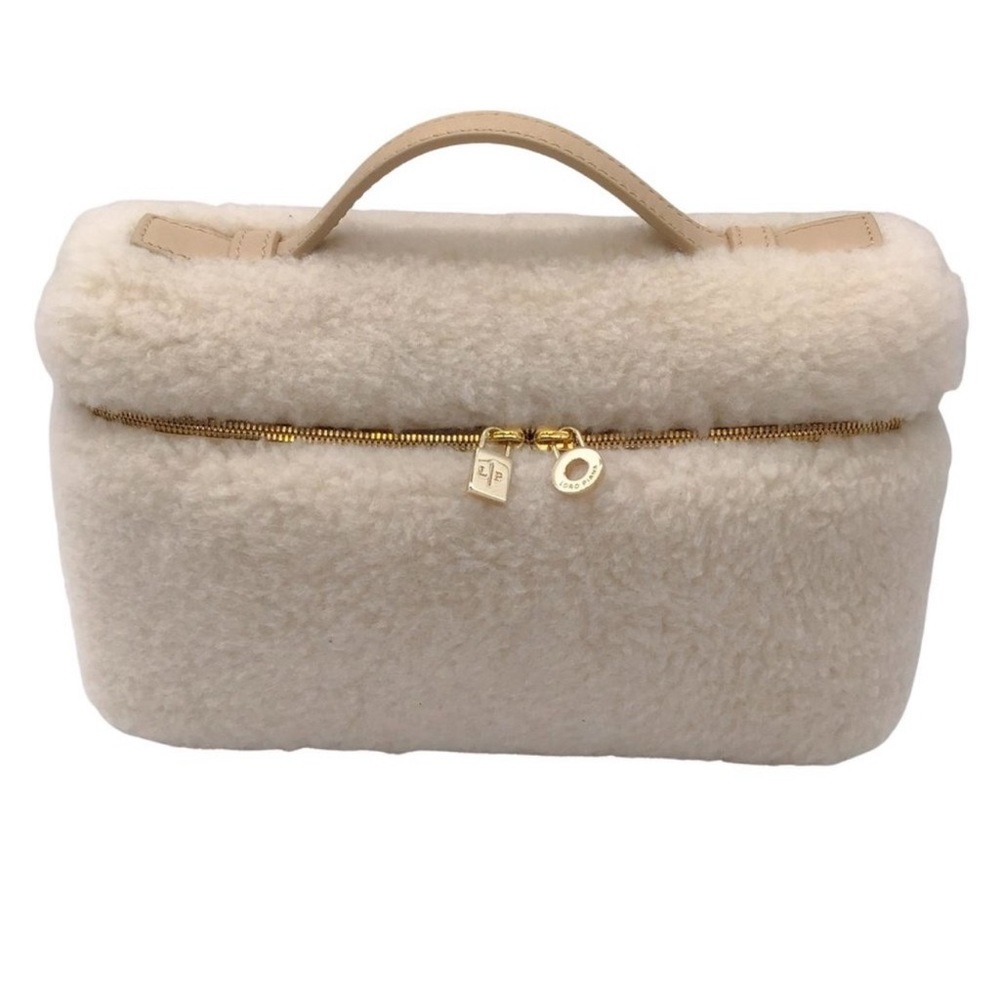 LORO PIANO IVORY CASHMERE BLEND POUCH BAG